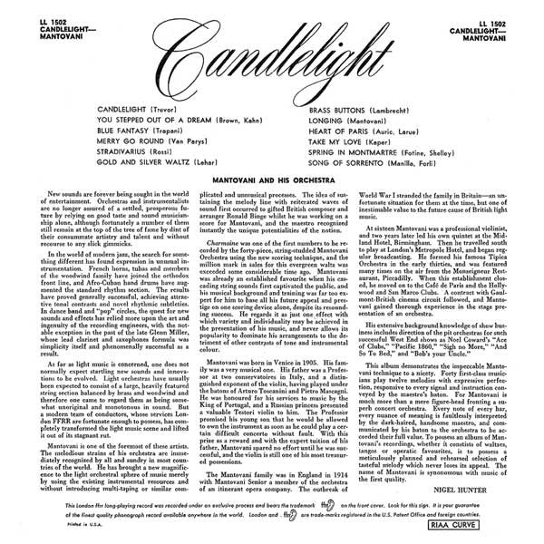 Mantovani And His Orchestra : Candlelight (LP, Album)