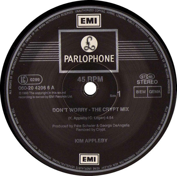 Kim Appleby : Don't Worry (Remix) (12", Maxi)