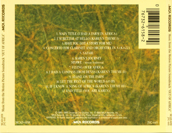 John Barry : Out Of Africa (Music From The Motion Picture Soundtrack) (CD, Album)