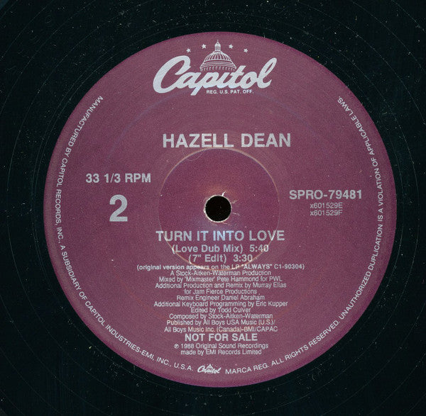 Hazell Dean : Turn It Into Love (12", Promo)