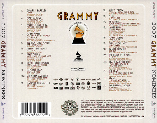 Various : 2007 Grammy Nominees (CD, Comp)