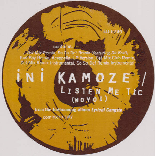 Ini Kamoze : Listen Me Tic (Woyoi) (12", Promo)