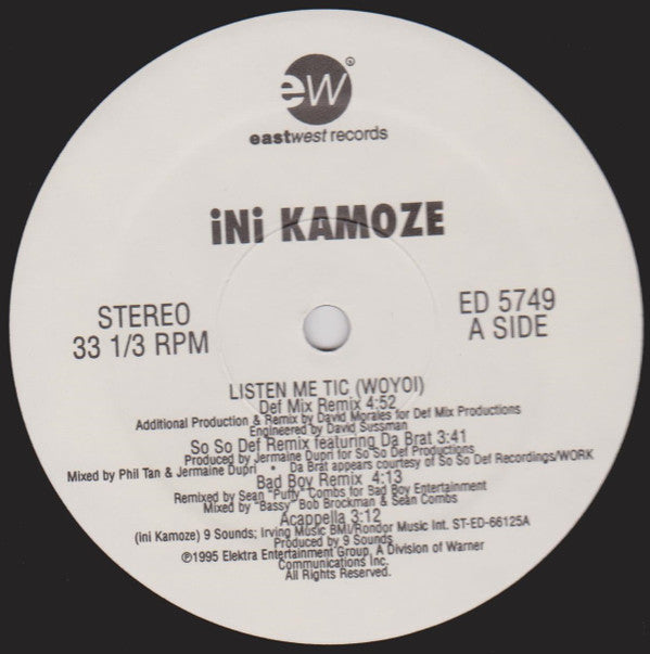 Ini Kamoze : Listen Me Tic (Woyoi) (12", Promo)