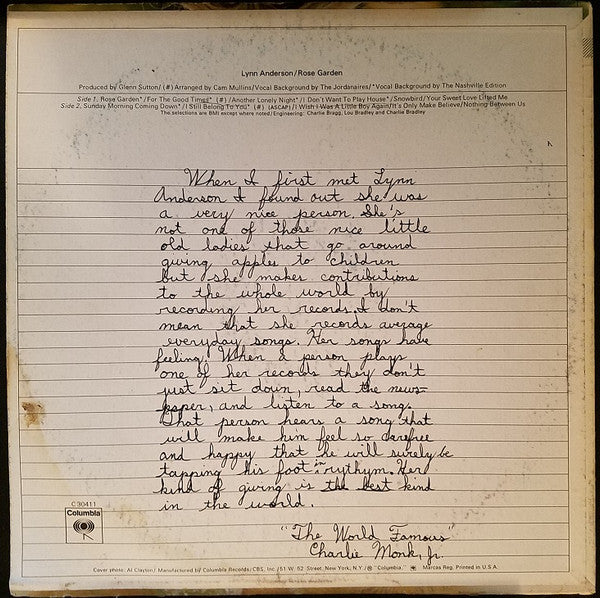 Lynn Anderson : Rose Garden (LP, Album, Ter)