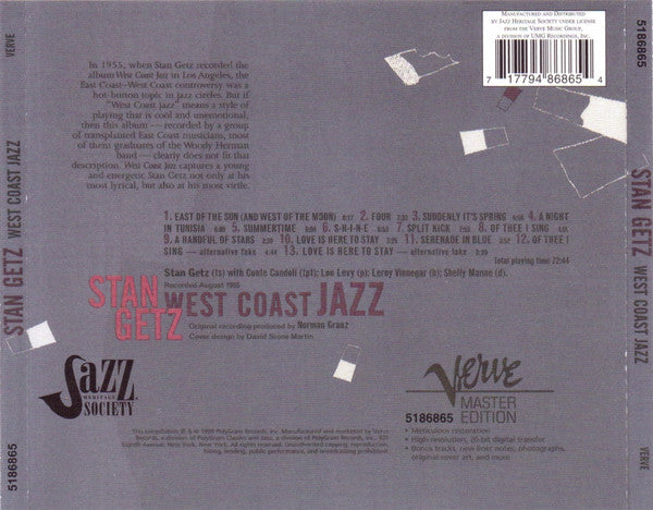 Stan Getz : West Coast Jazz (CD, Album, Club, RE, RM)