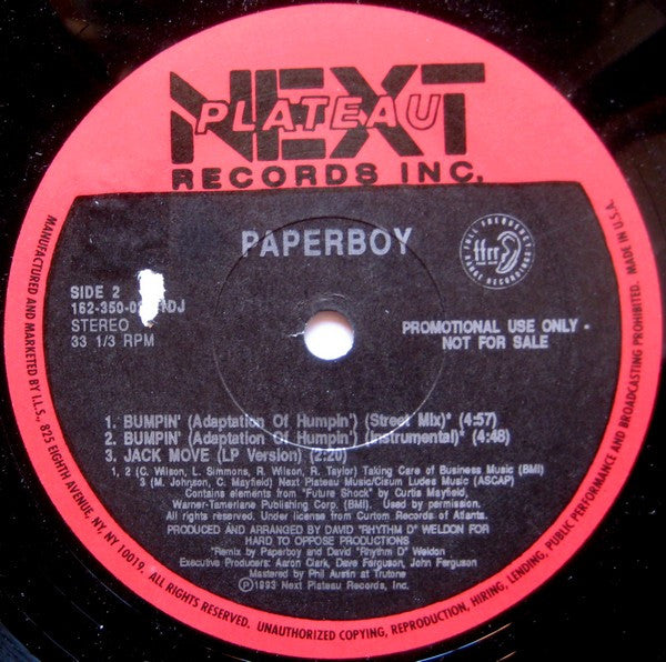 Paperboy : Bumpin' (Adaptation Of Humpin') (12", Promo)