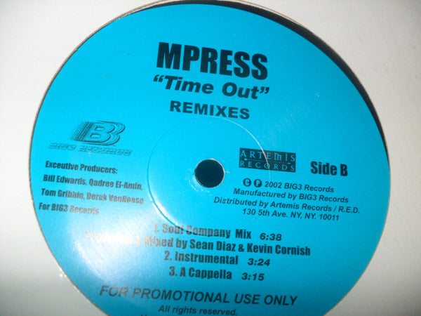 Mpress : Time Out (Remixes) (12", Promo, Blu)