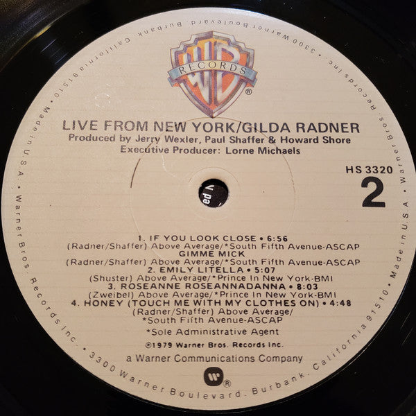 Gilda Radner : Live From New York (LP, Album, Los)