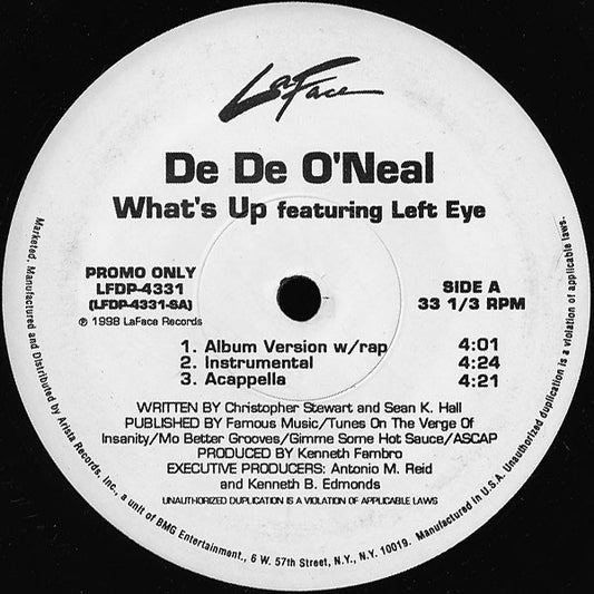 De De O'Neal Featuring Lisa "Left Eye" Lopes : What's Up (12", Promo)