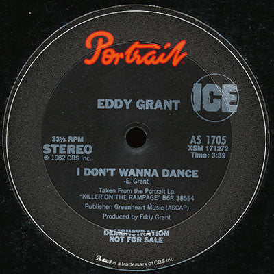 Eddy Grant : I Don't Wanna Dance (12", Promo)