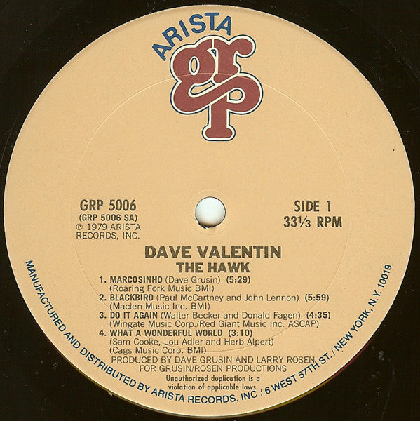 Dave Valentin : The Hawk (LP, Album, Gat)