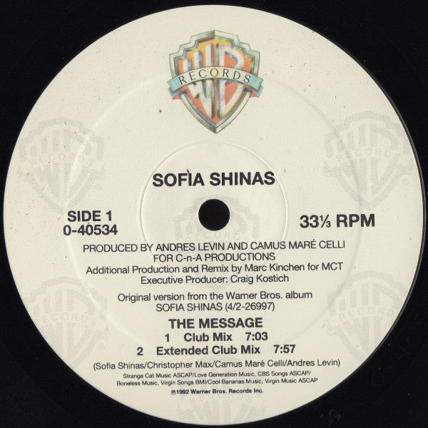 Sofia Shinas : The Message (12")