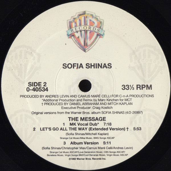 Sofia Shinas : The Message (12")