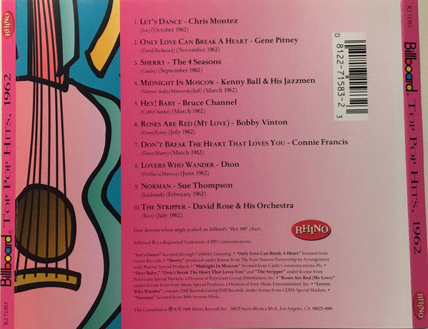 Various : Billboard Top Pop Hits, 1962 (CD, Comp)