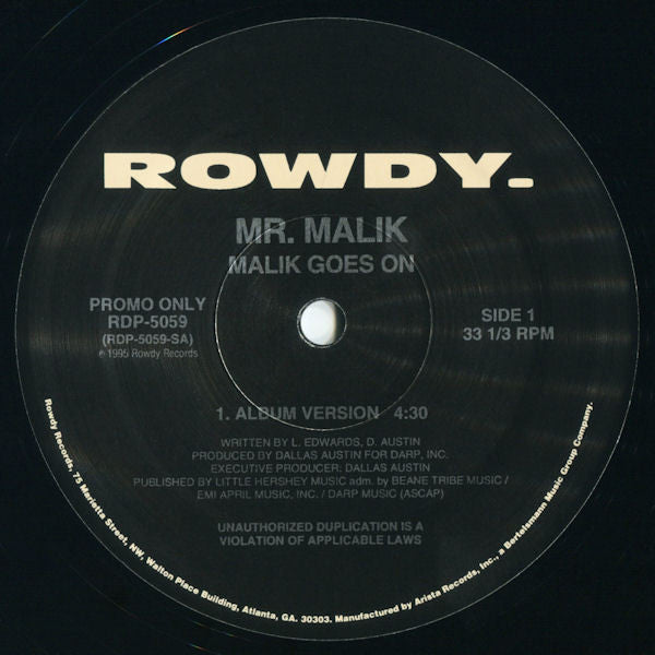 Mr. Malik : Malik Goes On (12", Promo)