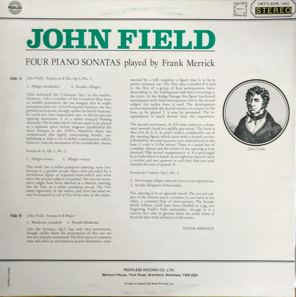 John Field (2), Frank Merrick : Four Piano Sonatas (LP)