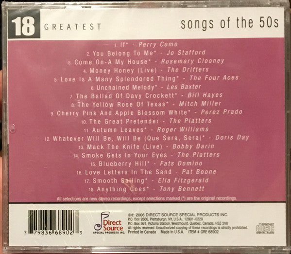 Various : 18 Greatest Songs Of The 50s (CD, Comp)