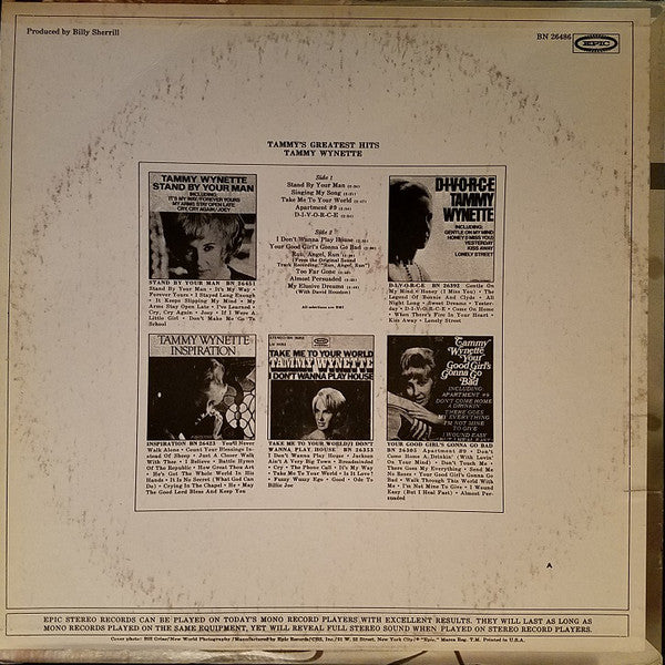 Tammy Wynette : Tammy's Greatest Hits (LP, Comp, Yel)