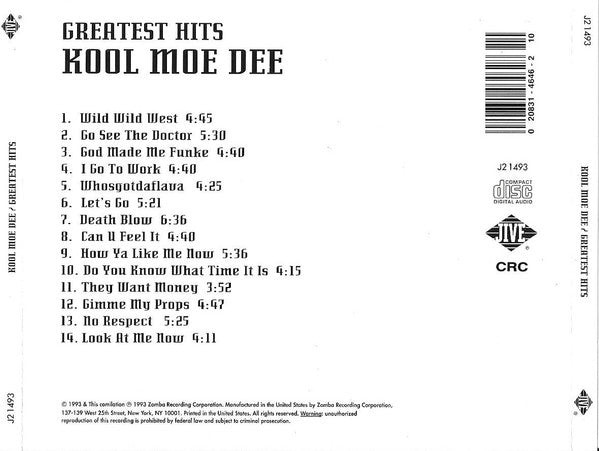 Kool Moe Dee : Greatest Hits (CD, Comp, Club, RP)