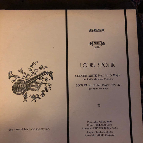 Louis Spohr /  Ursula Holliger , Harfe Hansheinz Schneeberger , Violine Peter-Lukas Graf , Flöte, Leitung English Chamber Orchestra : Concertante Nr. 1 In G-dur Für Violine, Harfe Und Orchester / Sonate In Es-dur Op. 113 Für Flöte Und Harfe (LP)