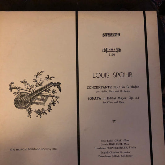 Louis Spohr /  Ursula Holliger , Harfe Hansheinz Schneeberger , Violine Peter-Lukas Graf , Flöte, Leitung English Chamber Orchestra : Concertante Nr. 1 In G-dur Für Violine, Harfe Und Orchester / Sonate In Es-dur Op. 113 Für Flöte Und Harfe (LP)