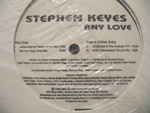 Stephen Keyes : Any Love (12")