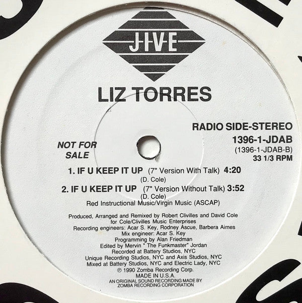 Liz Torres : If U Keep It Up (12", Promo)
