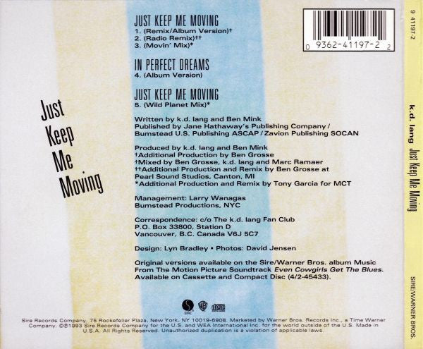 k.d. lang : Just Keep Me Moving (CD, Maxi, FLP)