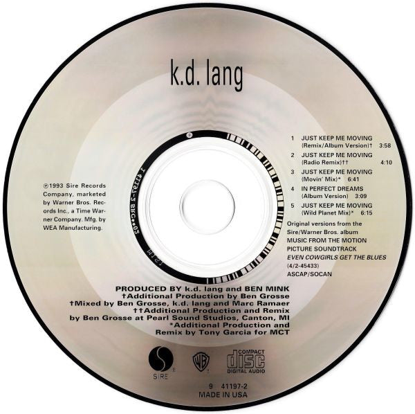 k.d. lang : Just Keep Me Moving (CD, Maxi, FLP)