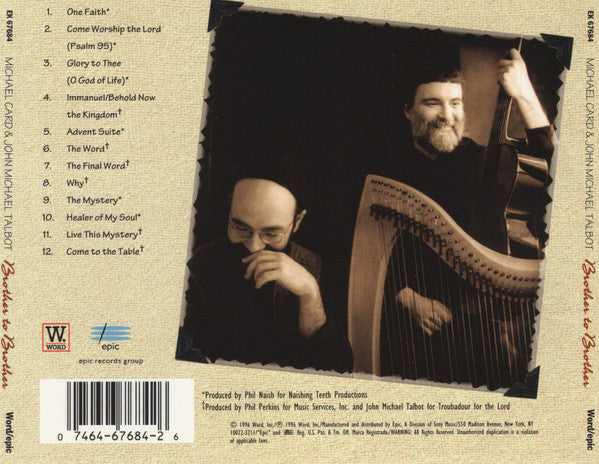 Michael Card & John Michael Talbot : Brother To Brother (CD, Album)