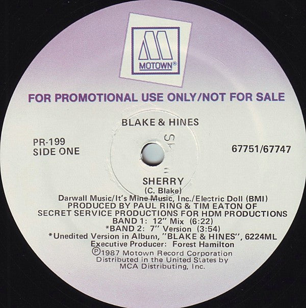 Blake & Hines : Sherry (12", Promo)