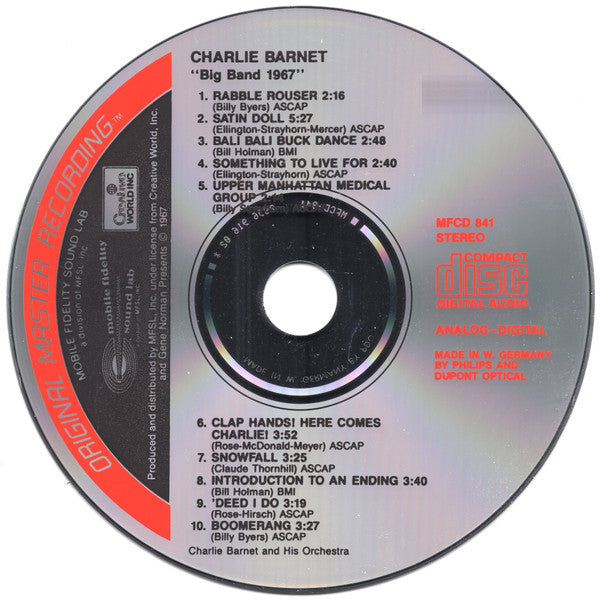 Charlie Barnet : Big Band 1967 (CD, Album, RE, RM)