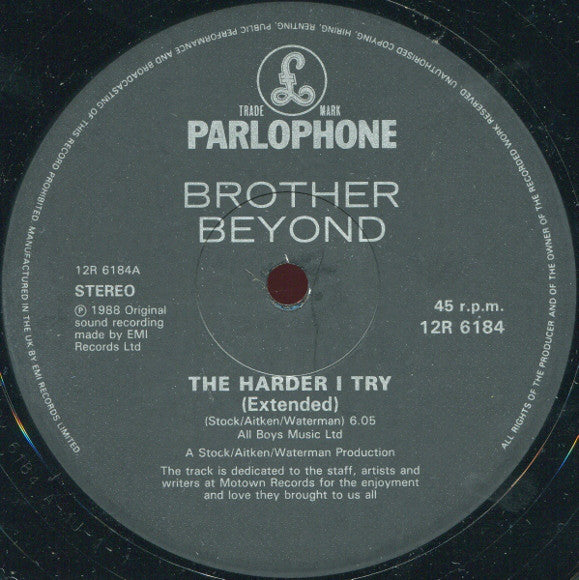 Brother Beyond : The Harder I Try (12", Single)