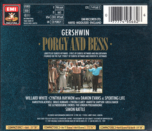 George Gershwin, Willard White, Cynthia Haymon With Damon Evans, Harolyn Blackwell, Bruce Hubbard, Cynthia Clarey, Marietta Simpson, Gregg Baker, Glyndebourne Festival Chorus, London Philharmonic Orchestra, Sir Simon Rattle : Porgy And Bess (3xCD, Album, Sli)