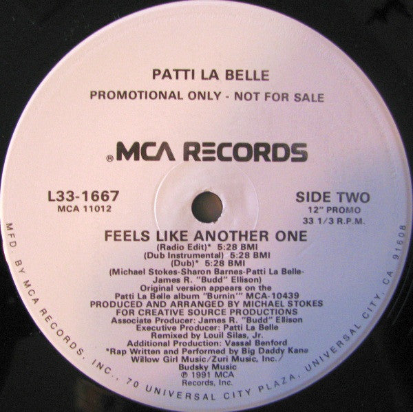 Patti LaBelle : Feels Like Another One (12", Promo)