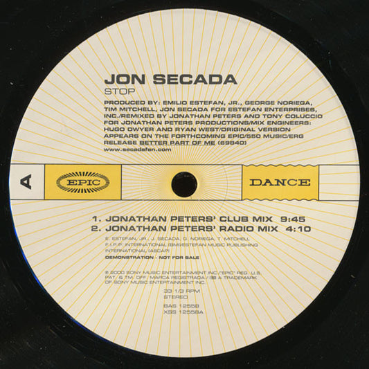 Jon Secada : Stop (Promo #1) (12", Promo)