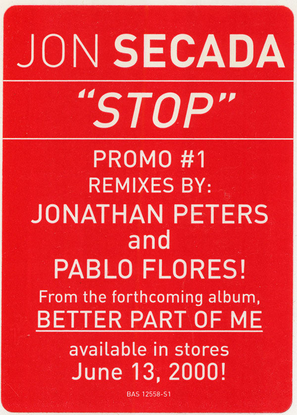 Jon Secada : Stop (Promo #1) (12", Promo)