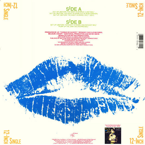 Technotronic : Get Up! (Before The Night Is Over) (12")