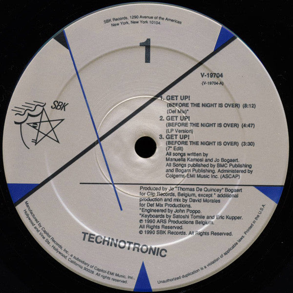 Technotronic : Get Up! (Before The Night Is Over) (12")