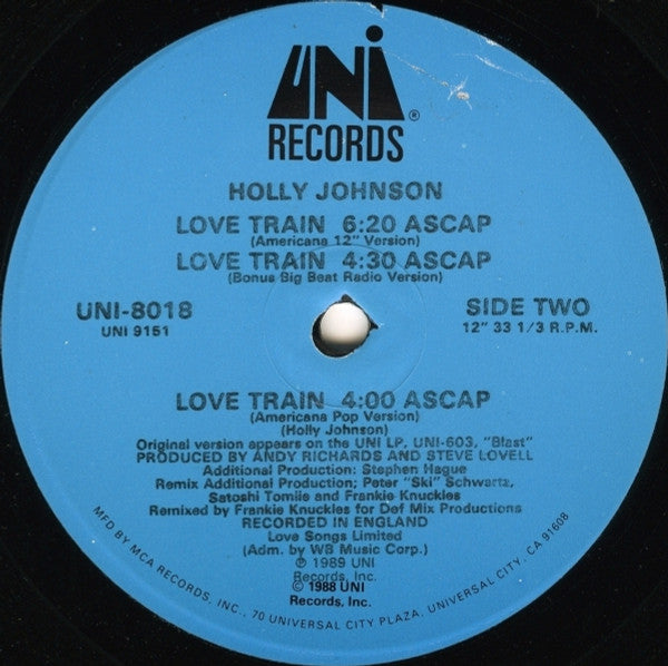 Holly Johnson : Love Train (Previously Unreleased Mixes) (12", Single)