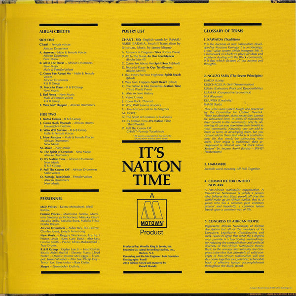 Amiri Baraka : "It's Nation Time" African Visionary Music (LP, Album, RE, RM, Gat)