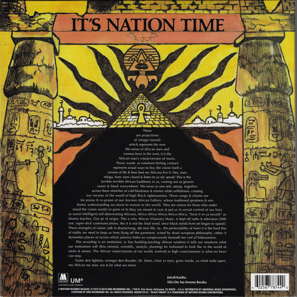Amiri Baraka : "It's Nation Time" African Visionary Music (LP, Album, RE, RM, Gat)
