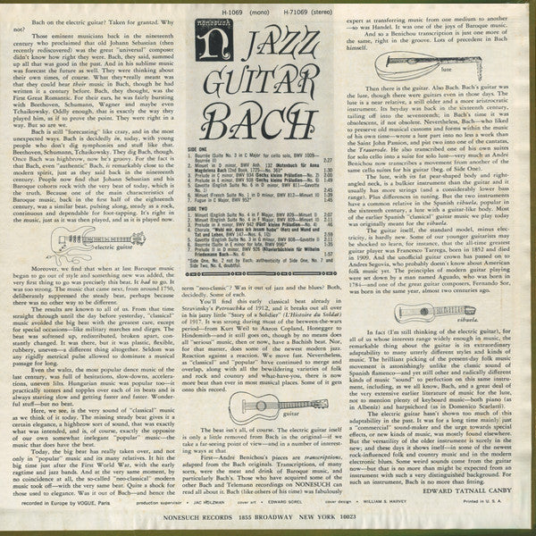 André Bénichou : Jazz Guitar Bach (LP, RP)