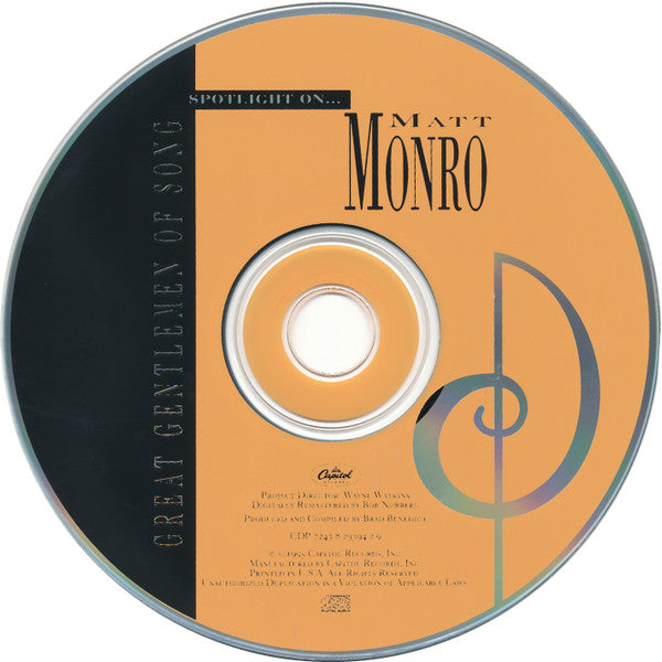 Matt Monro : Spotlight On Great Gentlemen Of Song (CD, Comp, RM)