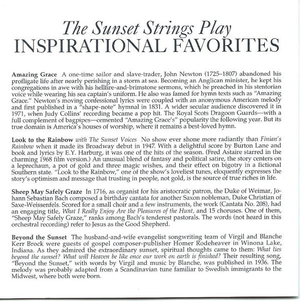 The Sunset Strings : Play Inspirational Favorites (CD, Album)