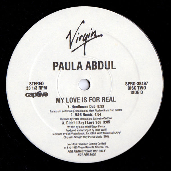 Paula Abdul : My Love Is For Real (2x12", Promo)