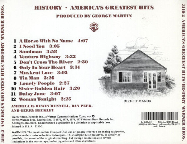 America (2) : History - America's Greatest Hits (CD, Comp, Club, RE, RP, SRC)