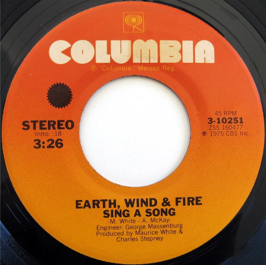 Earth, Wind & Fire : Sing A Song (7", Single)