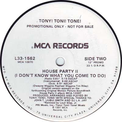 Tony! Toni! Toné! : House Party II (I Don't Know What You Come To Do) (12", Single, Promo)