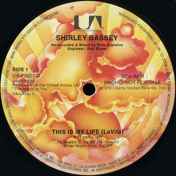 Shirley Bassey : This Is My Life (La Vita) / Copacabana (At The Copa) (12", Promo)